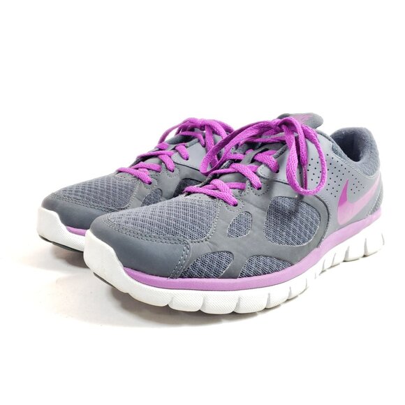Nike Flex Womens Size 9 Running Shoes Gray & Pink Lightweight Mesh - Picture 2 of 9